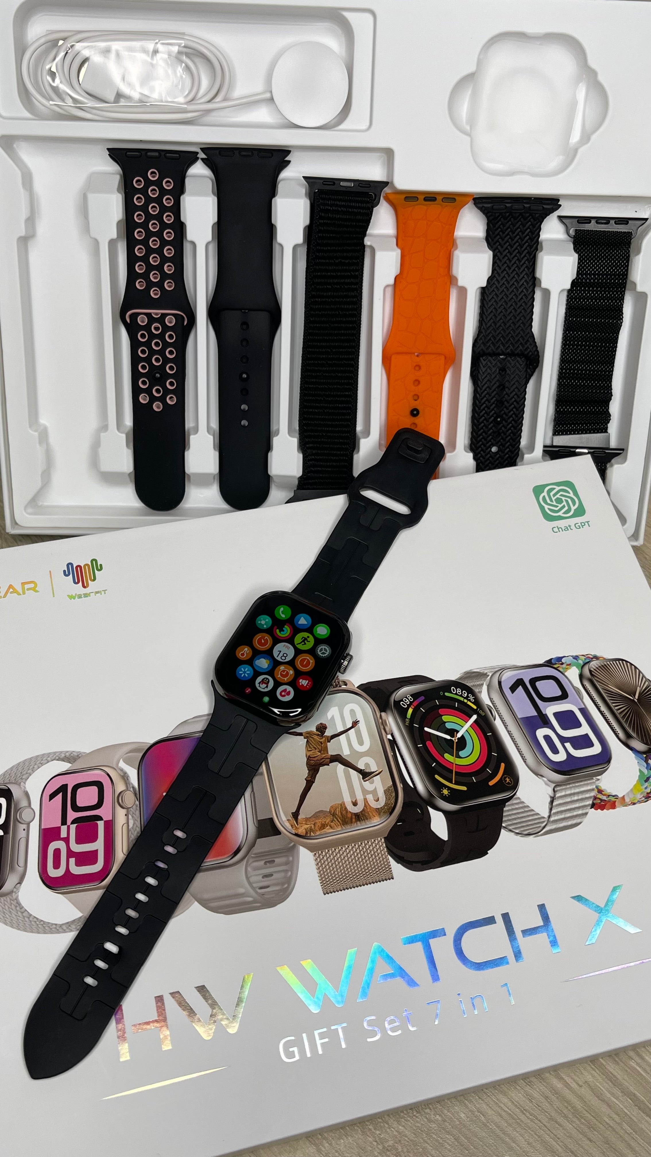 Relógio SmartWatch HW Watch X Howear 2025 - 45mm com Gps e ChatGpt Lançamento 2025 Com 7 Pulseiras