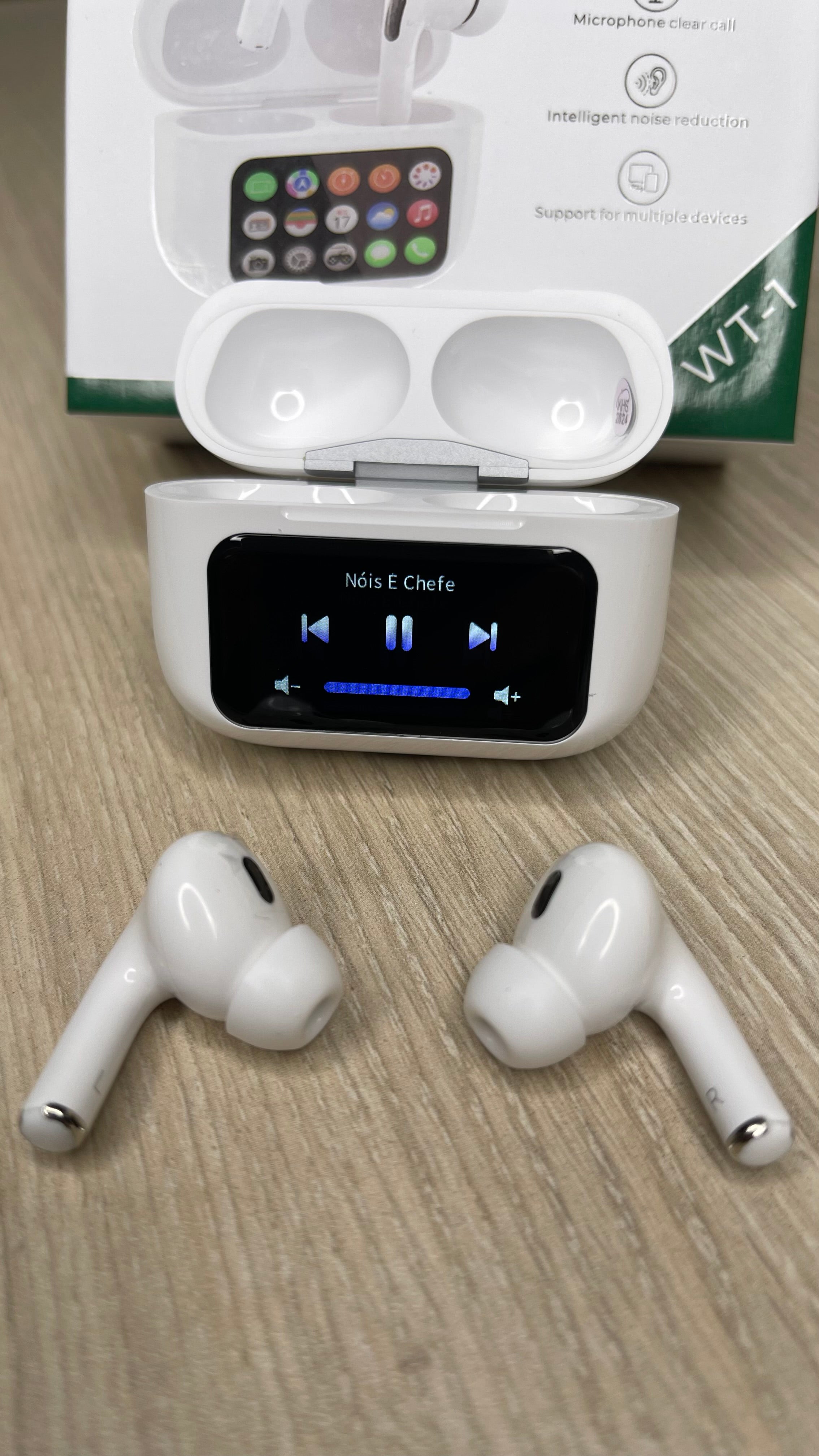 Fone De Ouvido Bluetooth Tws - Tela Touch 5.4 com  Redução de Ruído e Microfone