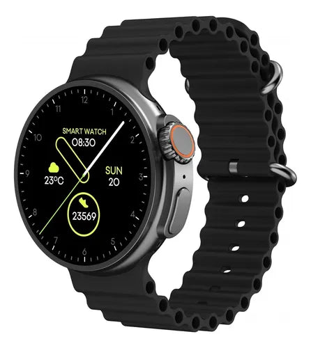 Relógio Inteligente Smartwatch Redondo Ultra 9 Pro Esportes Microwear - Resistente a Água, GPS Integrado, Tela Infinita e NFC.