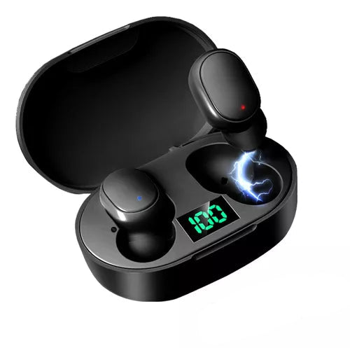 Fone De Ouvido E6s Bluetooth Com Tela Sem Fio Recarregável com Microfone e Cancelamento de Ruído