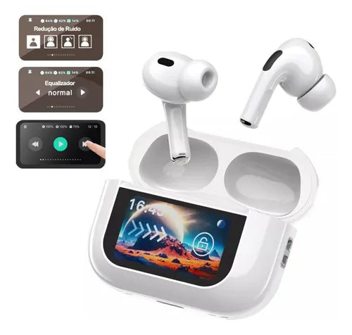 Fone De Ouvido Bluetooth Tws - Tela Touch 5.4 com  Redução de Ruído e Microfone