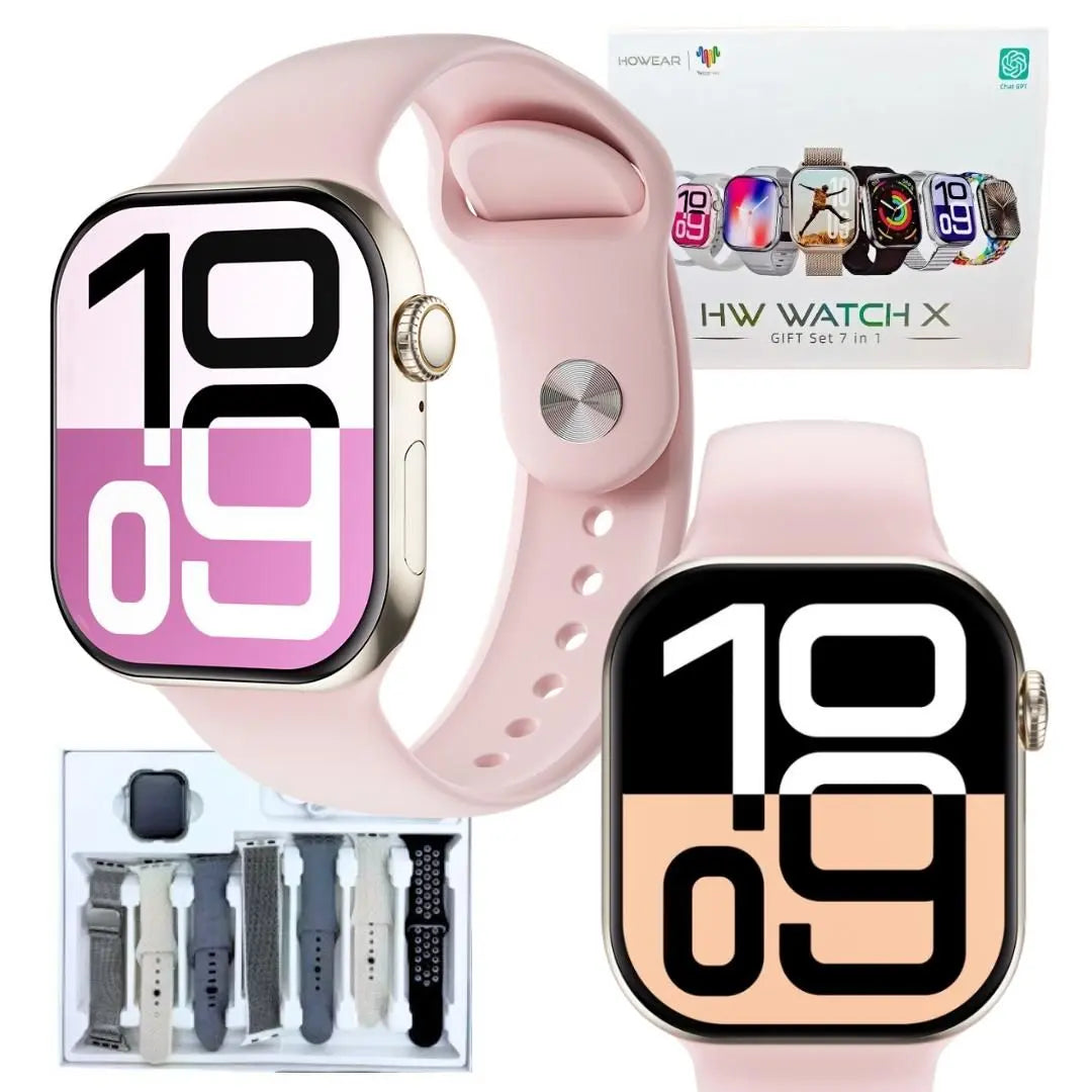 Relógio SmartWatch HW Watch X Howear 2025 - 45mm com Gps e ChatGpt Lançamento 2025 Com 7 Pulseiras