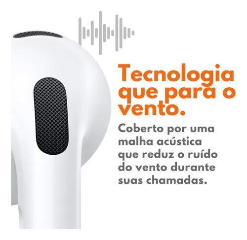 Fone de Ouvido sem Fio AirPod 4 Geração - com Microfone e Cancelamento de Ruído Linha Premium Logo da Maçã