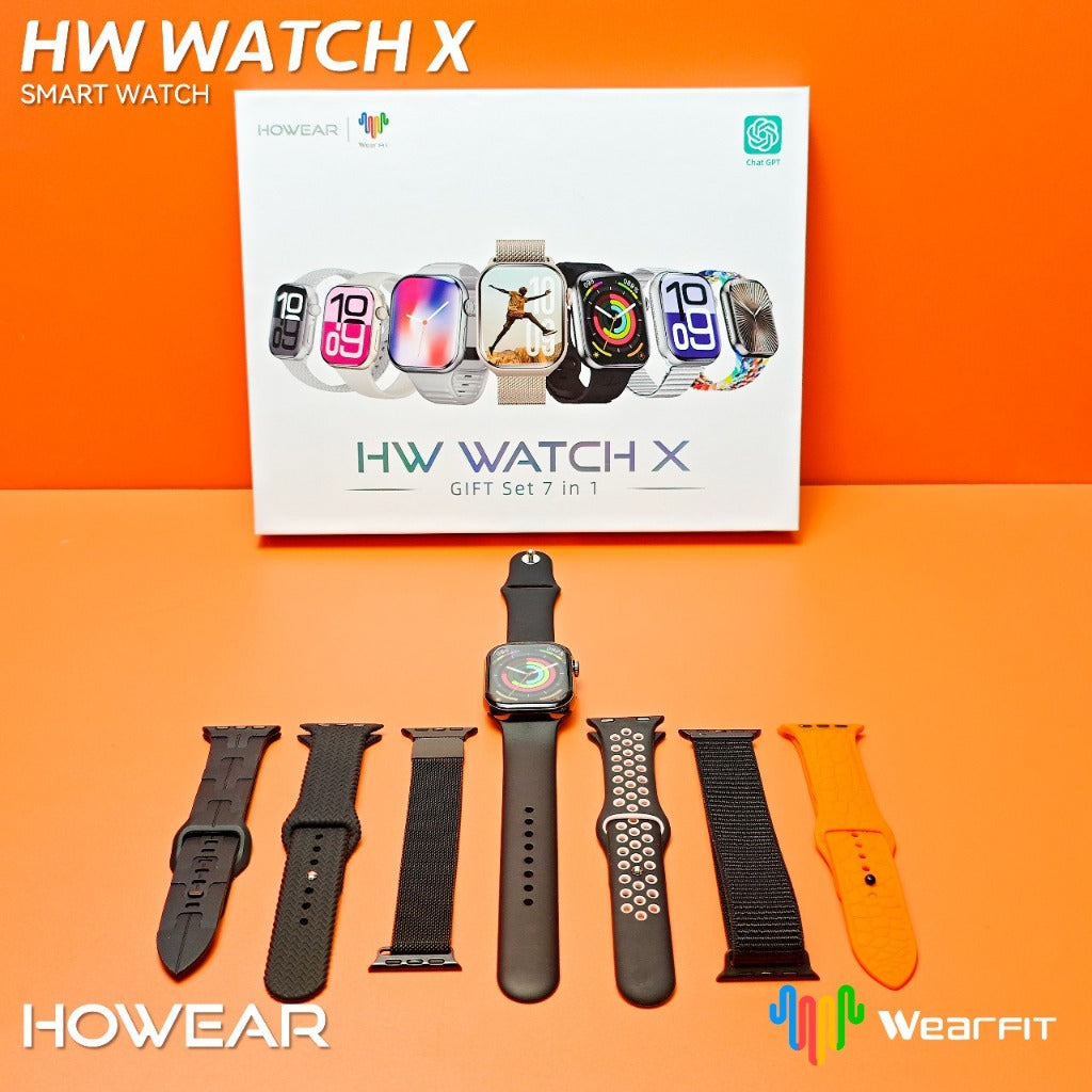 Relógio SmartWatch HW Watch X Howear 2025 - 45Mmm com Gps e ChatGpt Lançamento 2025 Com 7 Pulseiras