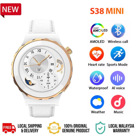 Relógio Smartwatch S38 Mini Feminino Khostar - Prova D'agua, GPS Integrado, Full Touch.