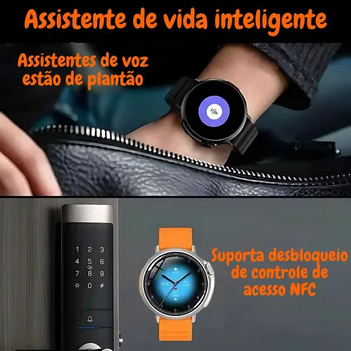 Relógio Inteligente Smartwatch Redondo S9 Ultra Pro Esportes Microwear - Resistente a Água, GPS Integrado, Tela Infinita e NFC.