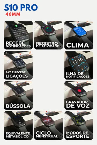 Relógio Smartwatch W10 Pro Mini Microwear 2025 - Série 10 com ChatGpt e Resistente Água Tela 42mm Amoled + Case de Proteção